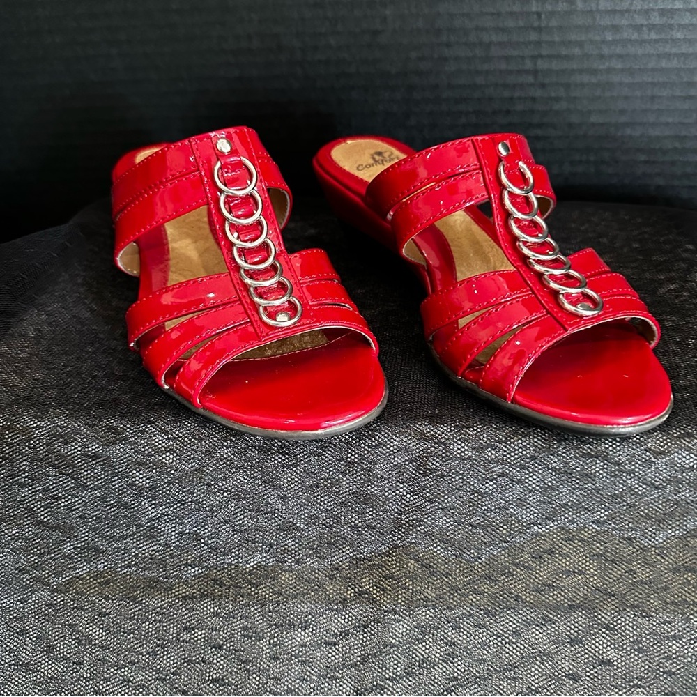 Comfort Colors Red Sandals with Decorative Straps